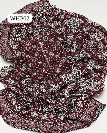 Stuff Pure Cotton Ajrak Print Shirt And mAtching Trouser WIth Traditional Ajrak Dupatta 3PC Dress